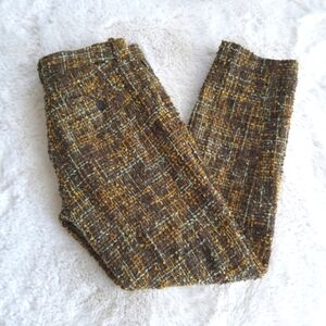 J.Crew Café Capri Green Tweed Pants Womens 0 Multi Color City Fit